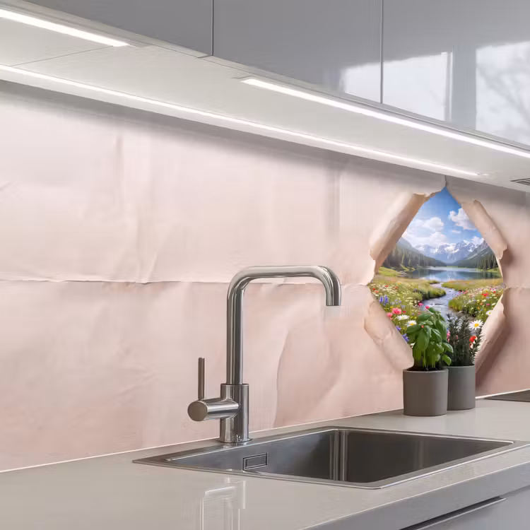 Keuken achterwand - Bloemen - Rivier - Landschap — 2