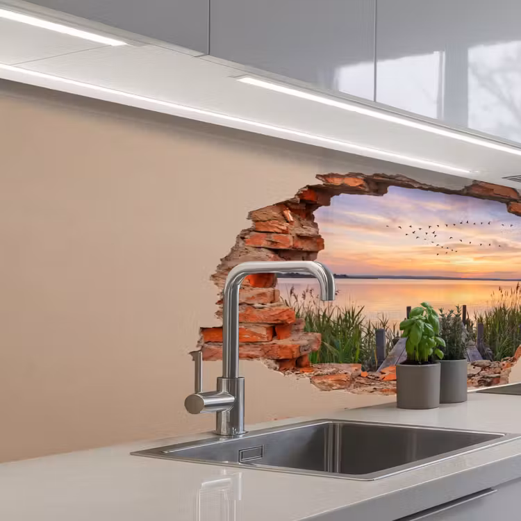 Keuken achterwand - Muur - Landschap - Illusie — 2