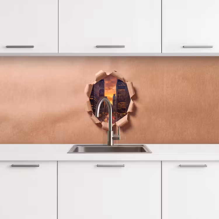Keuken achterwand - Stad - Zonsondergang - Papier — 4