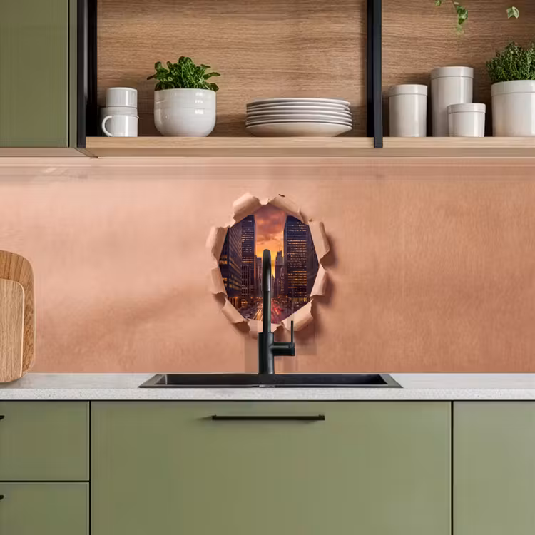 Keuken achterwand - Stad - Zonsondergang - Papier — 8
