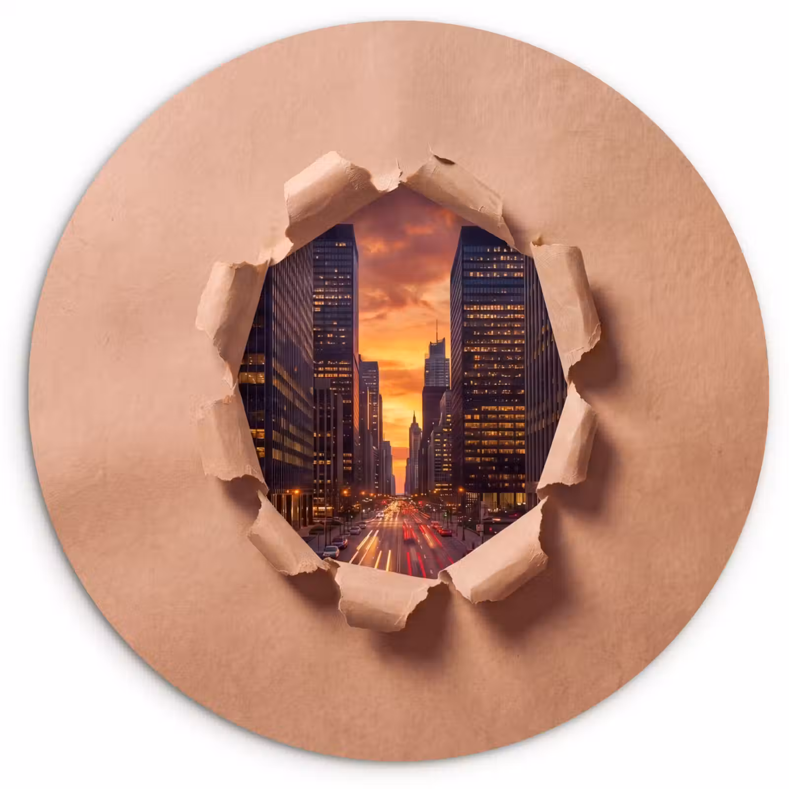 Muurcirkel - Stad - Zonsondergang - Papier — 1