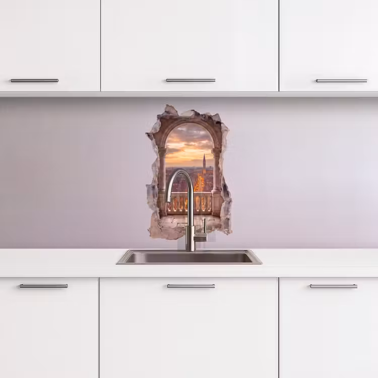 Keuken achterwand - Stad - Zonsondergang - Architectuur — 4