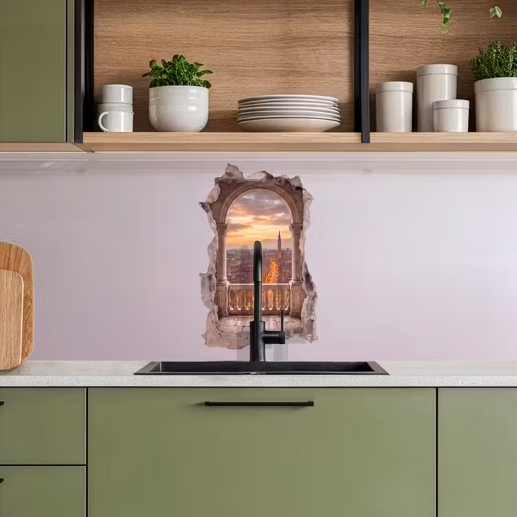 Keuken achterwand - Stad - Zonsondergang - Architectuur — 8