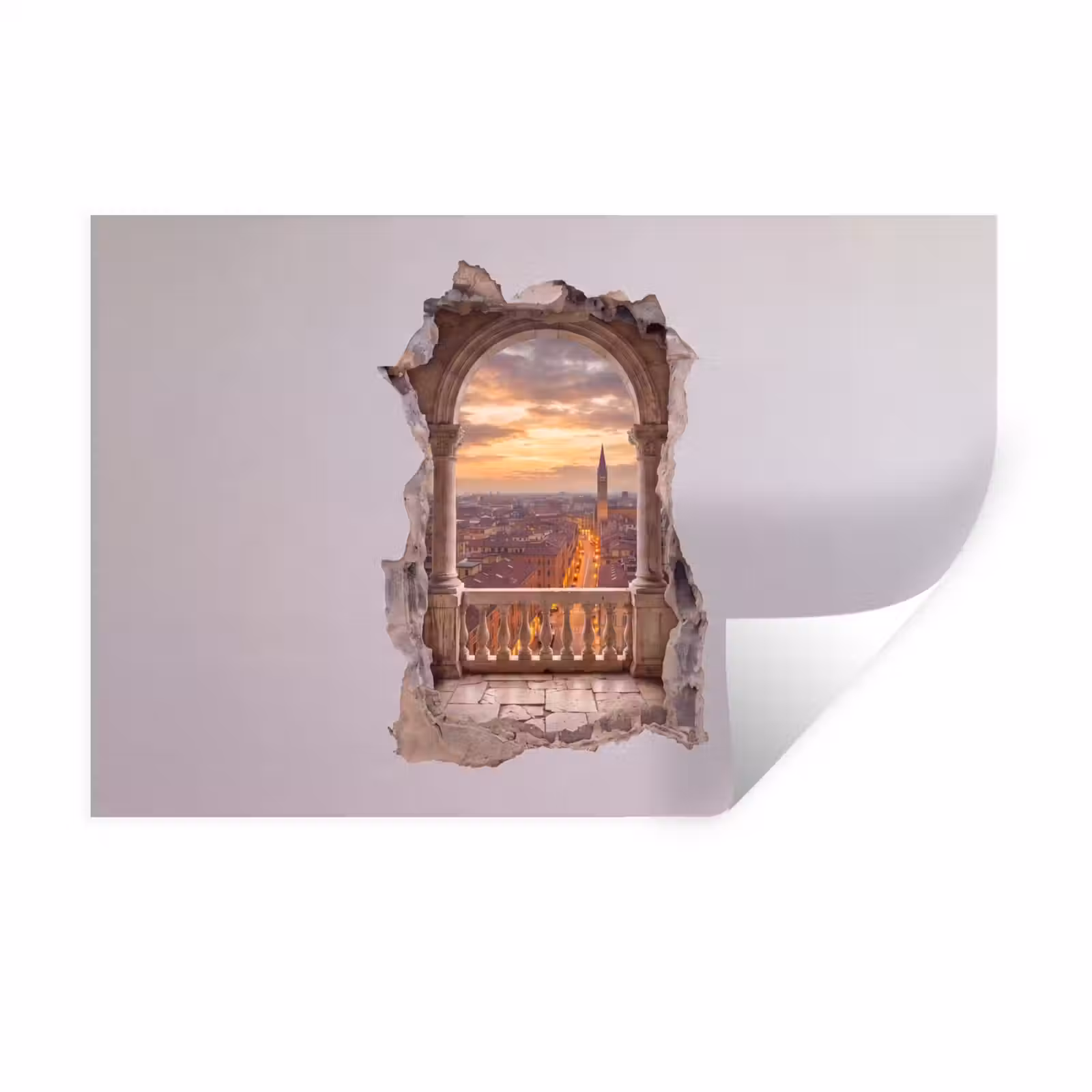 Muursticker - Stad - Zonsondergang - Architectuur — 1
