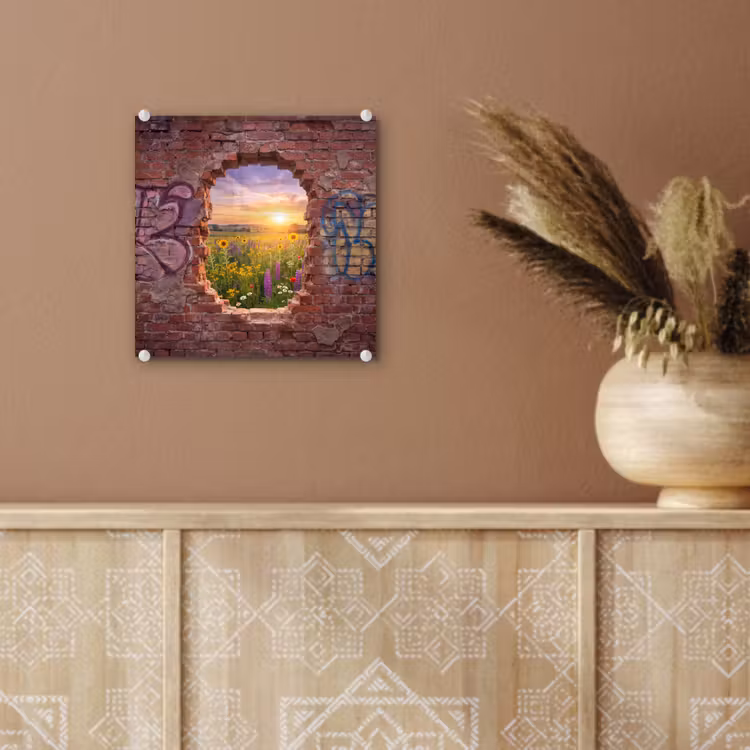 Glas schilderij - Bloemen - Veld - Natuur — 6
