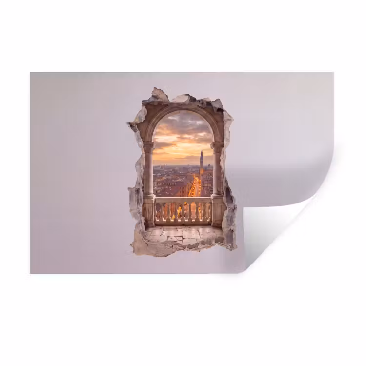 Muursticker - Stad - Zonsondergang - Architectuur — 1