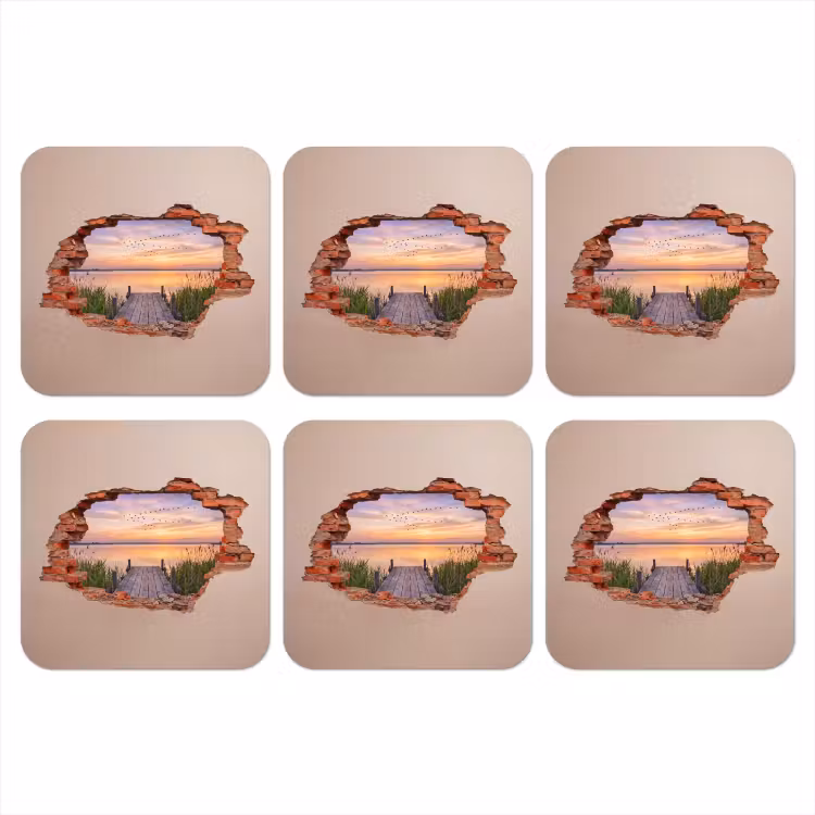 Onderzetter - Muur - Landschap - Illusie — 1