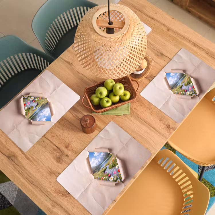 Placemat - 6 stuks - Bloemen - Rivier - Landschap — 4