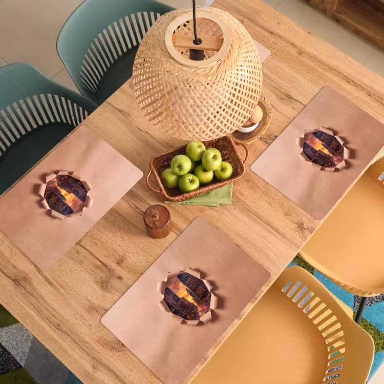 Placemat - 6 stuks - Stad - Zonsondergang - Papier — 4