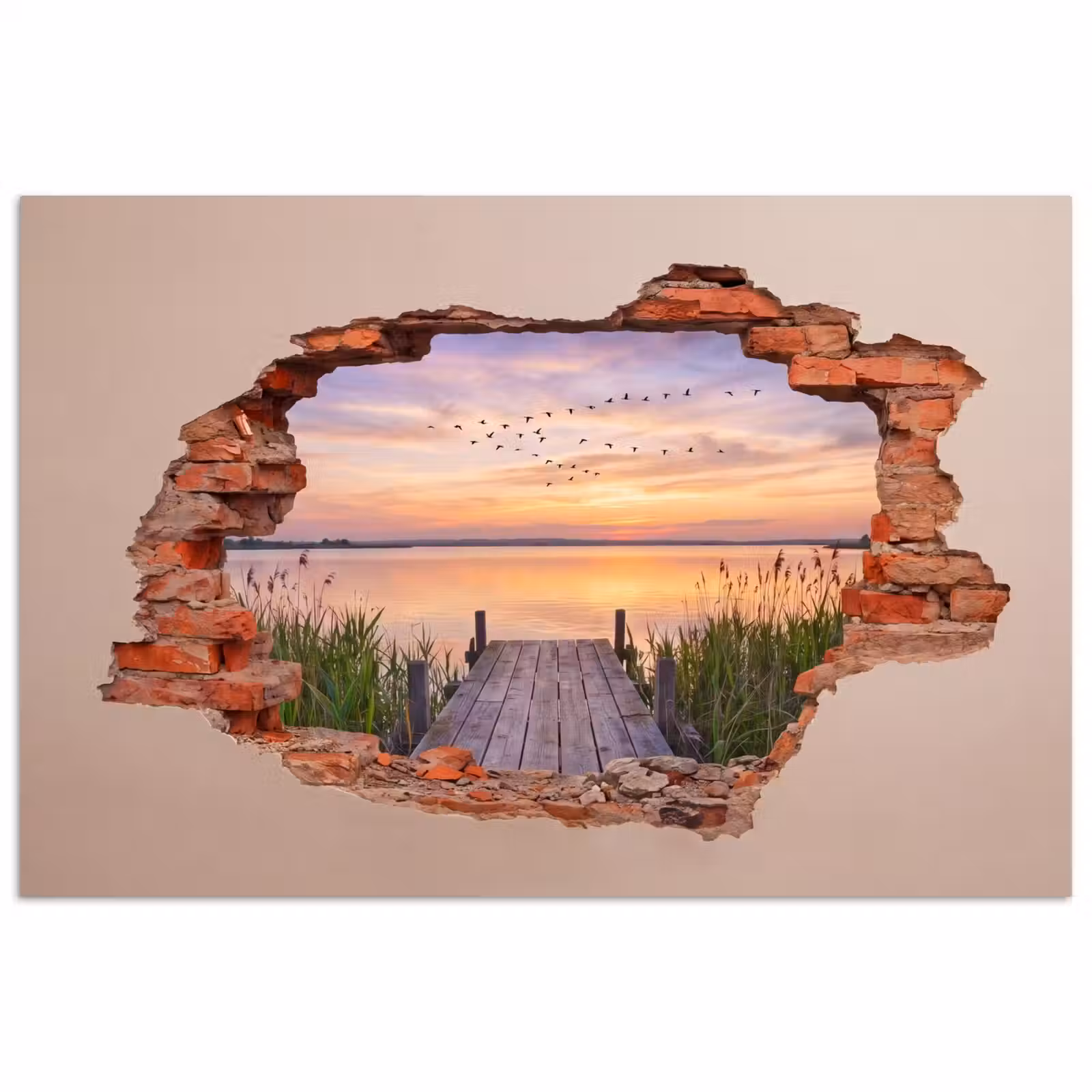 Poster - Muur - Landschap - Illusie — 1