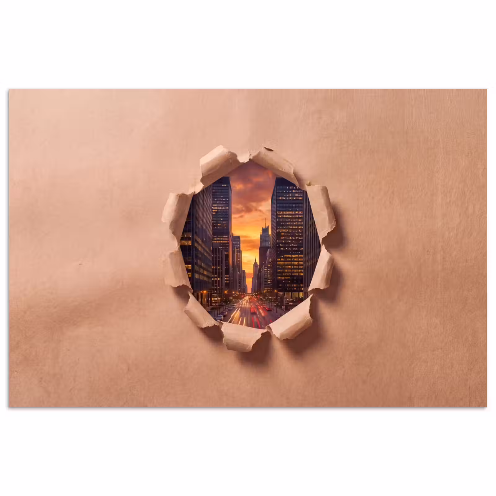 Poster - Stad - Zonsondergang - Papier — 1