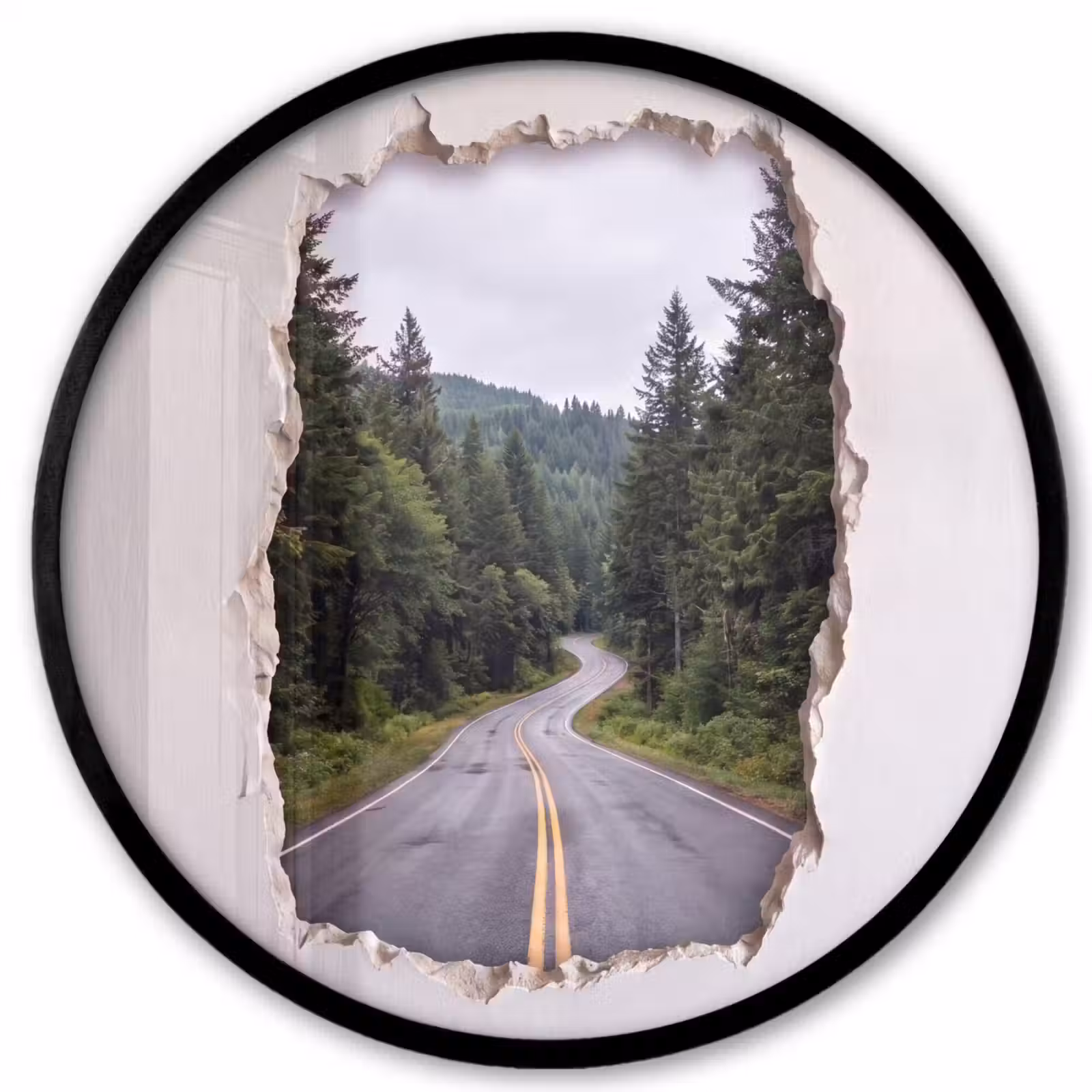 Ronde fotolijst - Weg - Bos - Natuur — 1