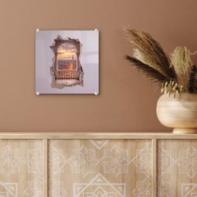 Glas schilderij - Stad - Zonsondergang - Architectuur — 6