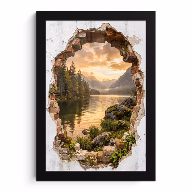 Poster met lijst - Muur - Landschap - Natuur — 1