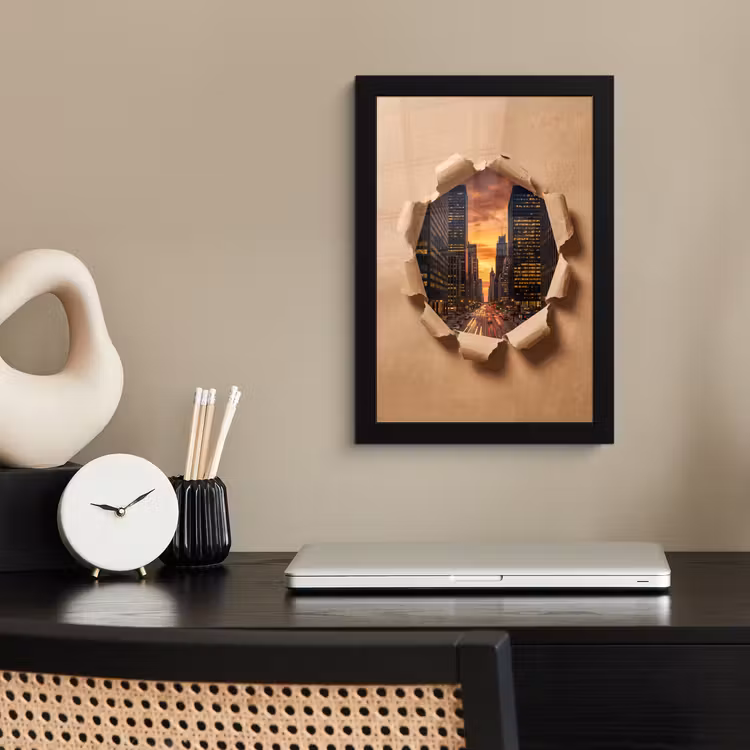 Poster met lijst - Stad - Zonsondergang - Papier — 3