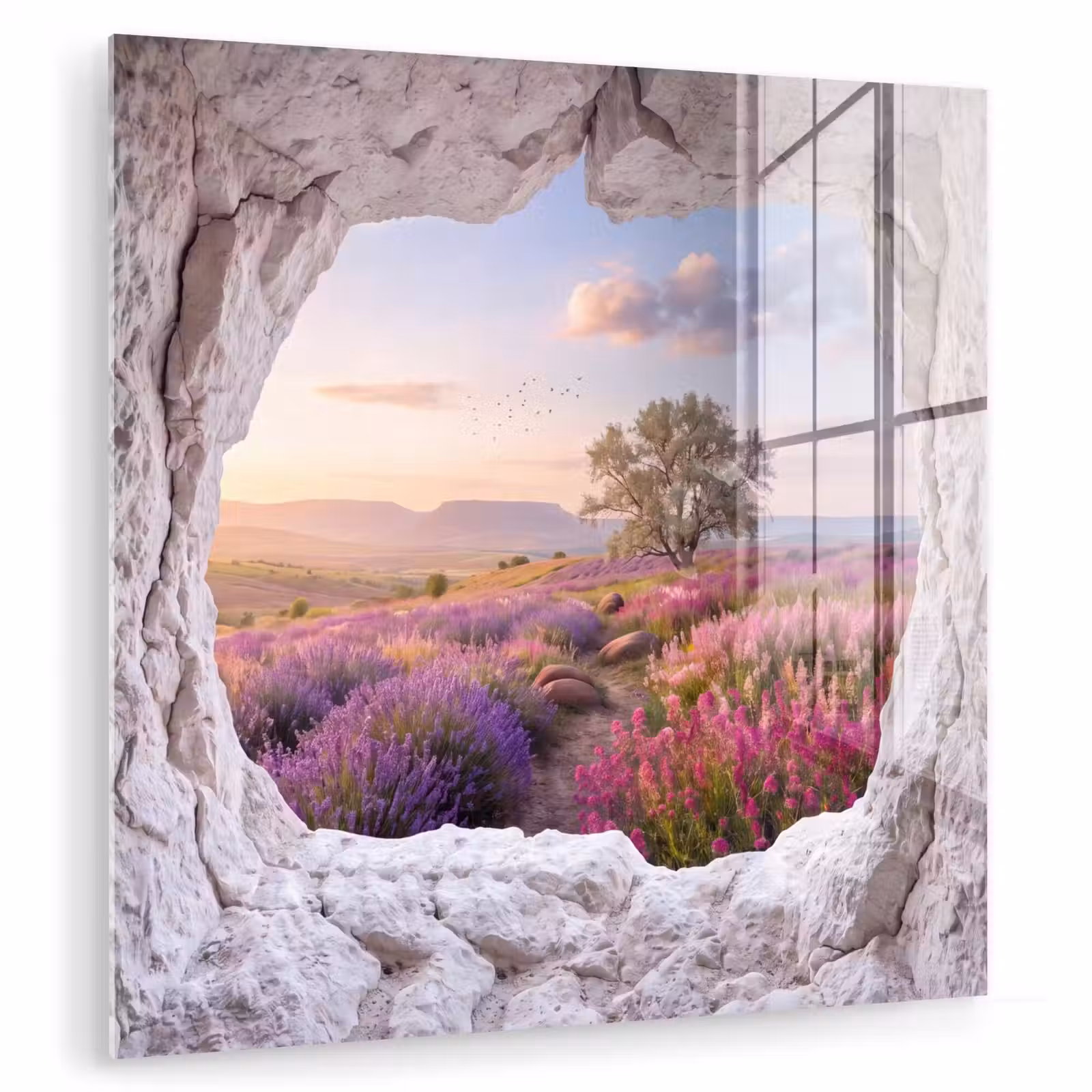 Glas schilderij - Bloemen - Pad - Natuur — 1
