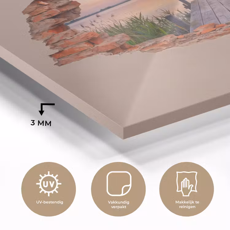 Glas schilderij - Muur - Landschap - Illusie — 3