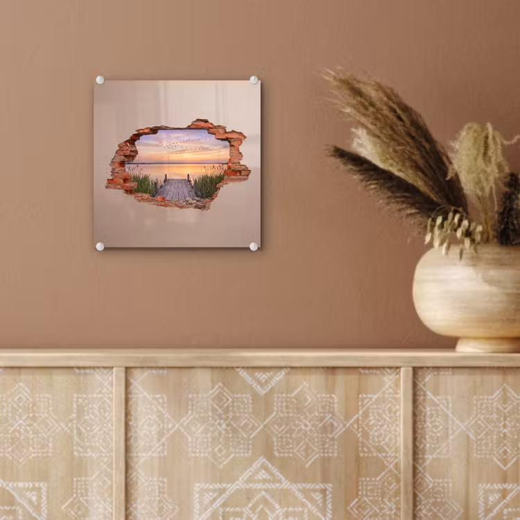 Glas schilderij - Muur - Landschap - Illusie — 6