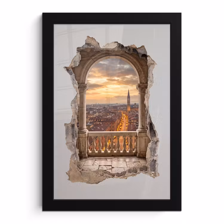 Poster met lijst - Stad - Zonsondergang - Architectuur — 1