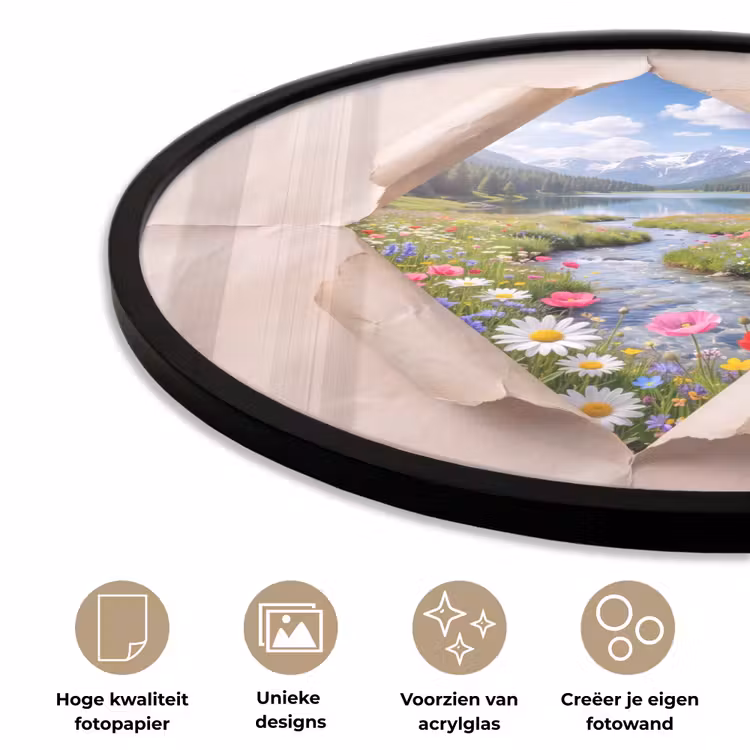 Ronde fotolijst - Bloemen - Rivier - Landschap — 2