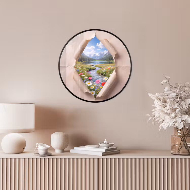 Ronde fotolijst - Bloemen - Rivier - Landschap — 5