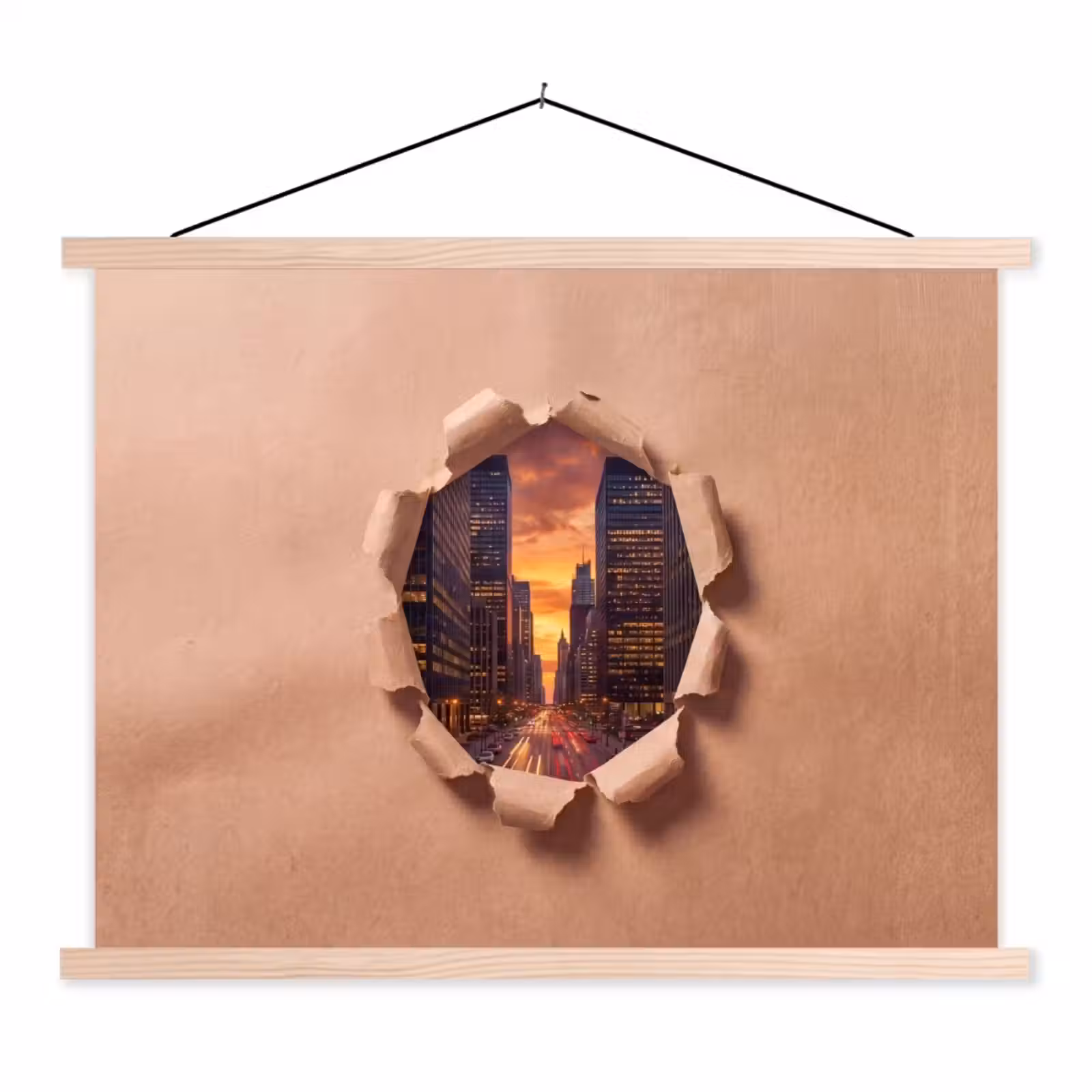 Schoolplaat - Stad - Zonsondergang - Papier — 1