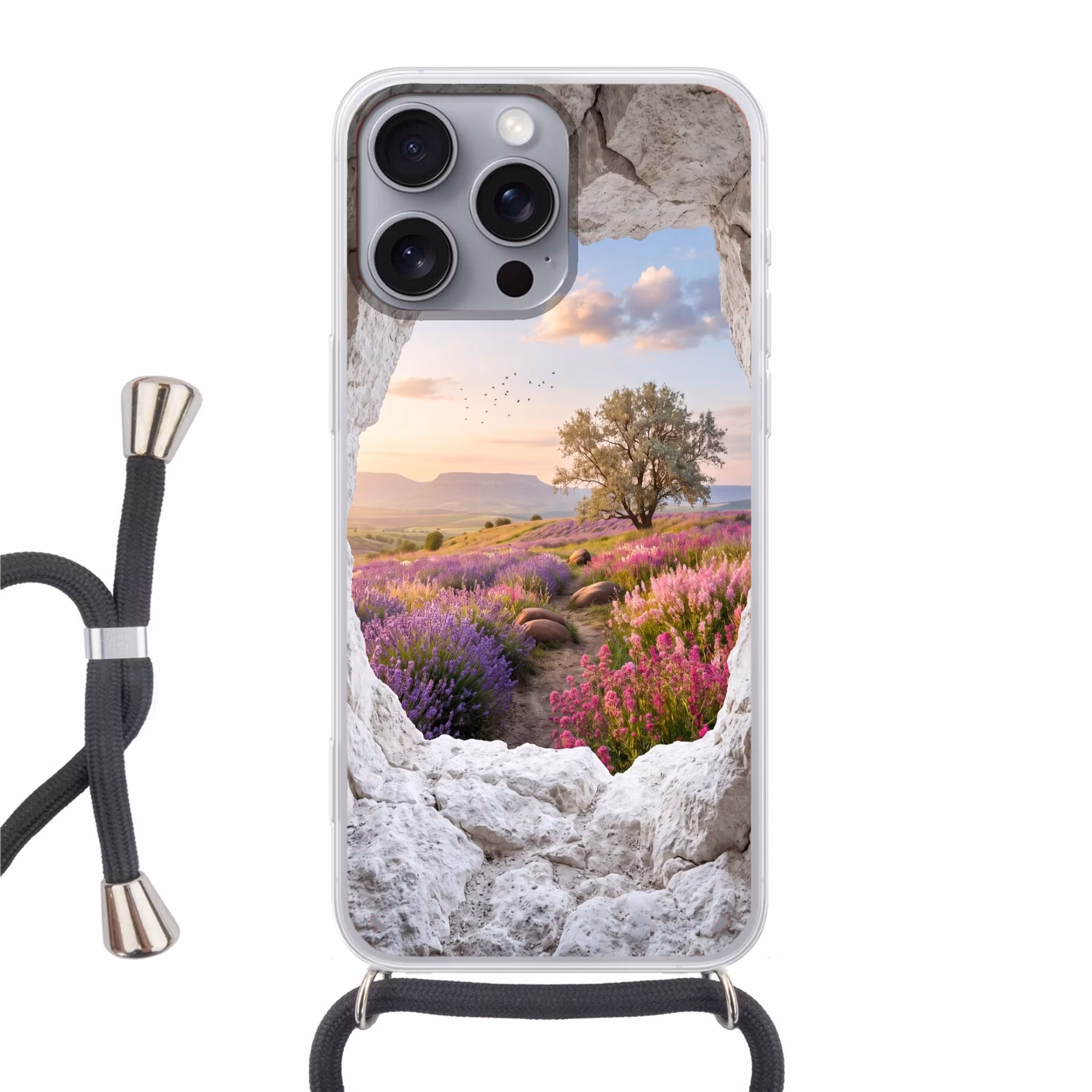 Telefoonhoesje met koord - Bloemen - Pad - Natuur — 1