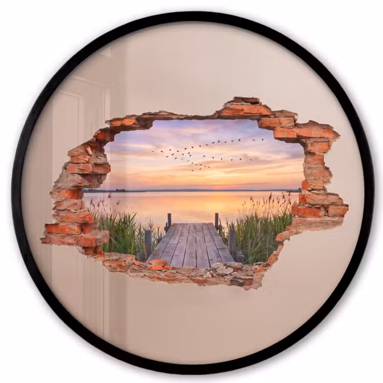 Ronde fotolijst - Muur - Landschap - Illusie — 1