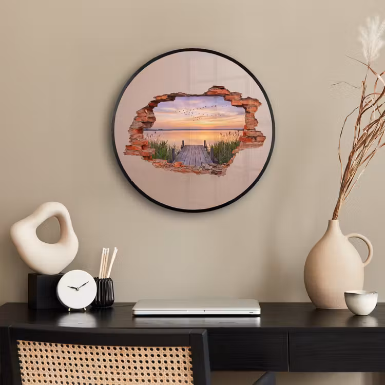 Ronde fotolijst - Muur - Landschap - Illusie — 3