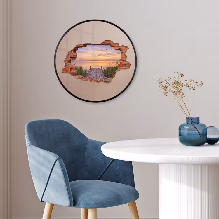 Ronde fotolijst - Muur - Landschap - Illusie — 4