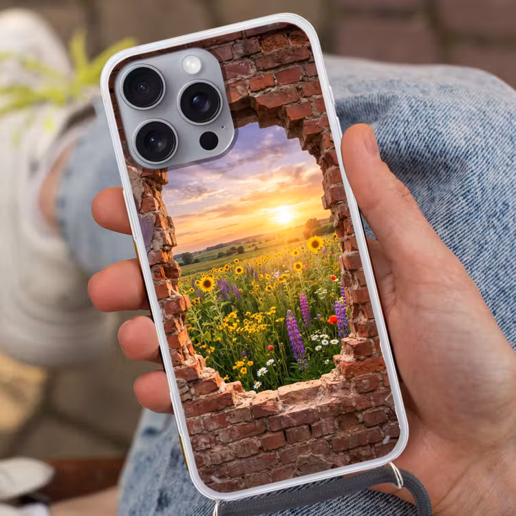 Telefoonhoesje met koord - Bloemen - Veld - Natuur — 2