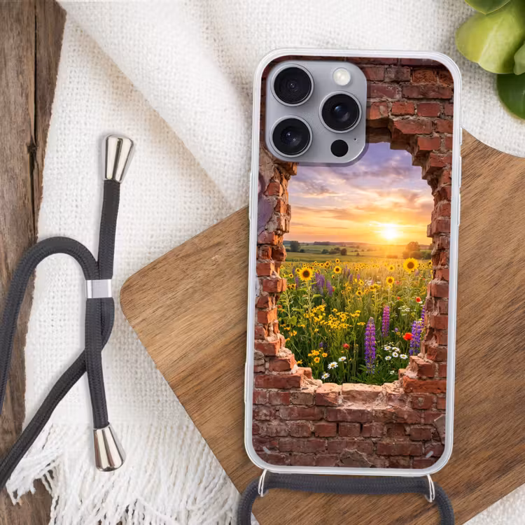 Telefoonhoesje met koord - Bloemen - Veld - Natuur — 3