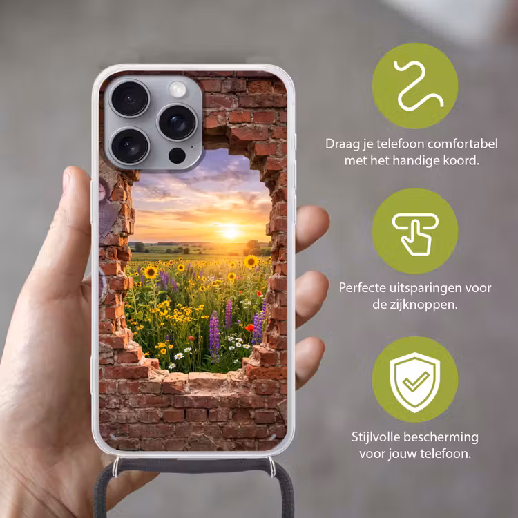Telefoonhoesje met koord - Bloemen - Veld - Natuur — 4