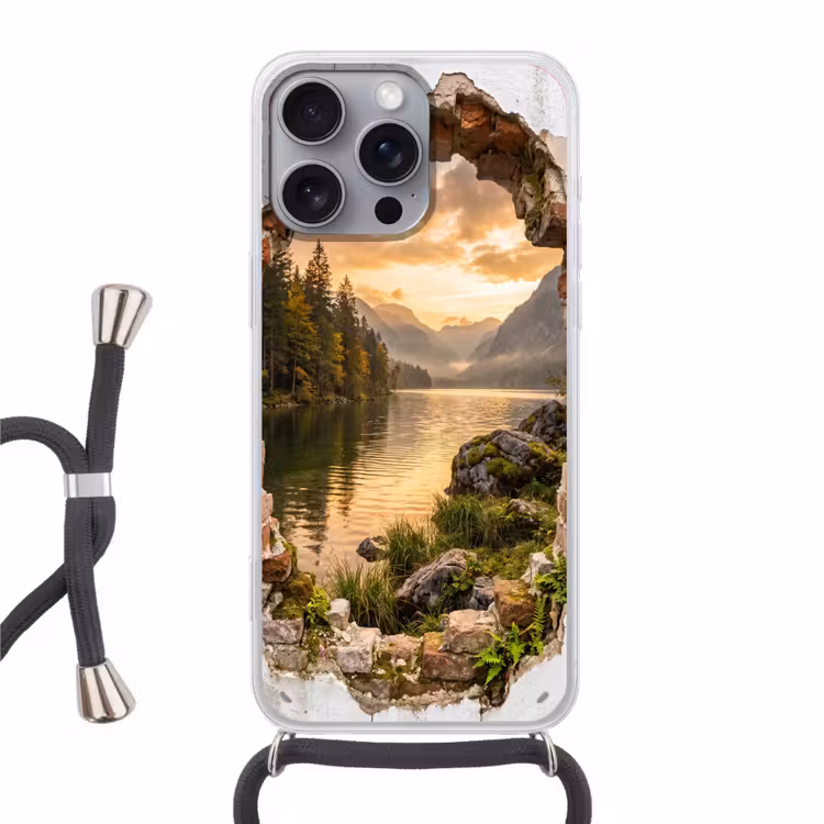 Telefoonhoesje met koord - Muur - Landschap - Natuur — 1