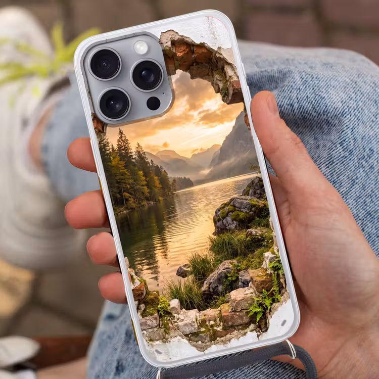 Telefoonhoesje met koord - Muur - Landschap - Natuur — 2
