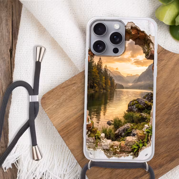 Telefoonhoesje met koord - Muur - Landschap - Natuur — 3