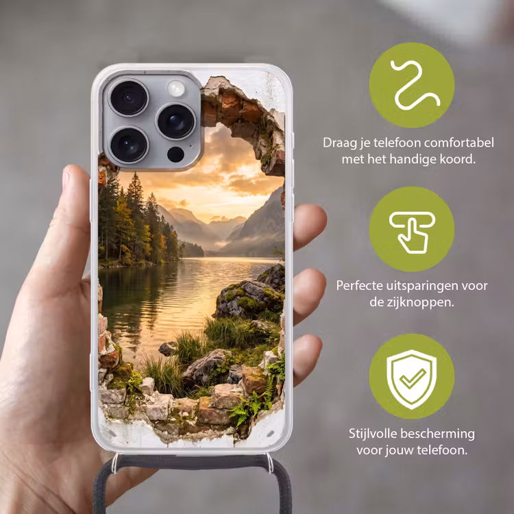 Telefoonhoesje met koord - Muur - Landschap - Natuur — 4
