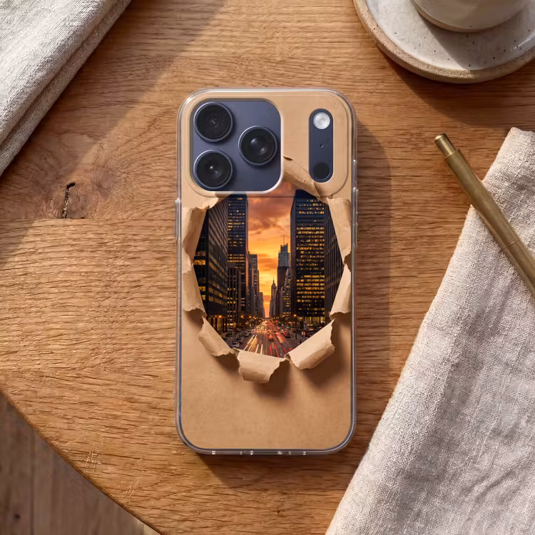 Telefoonhoesje - Stad - Zonsondergang - Papier — 2