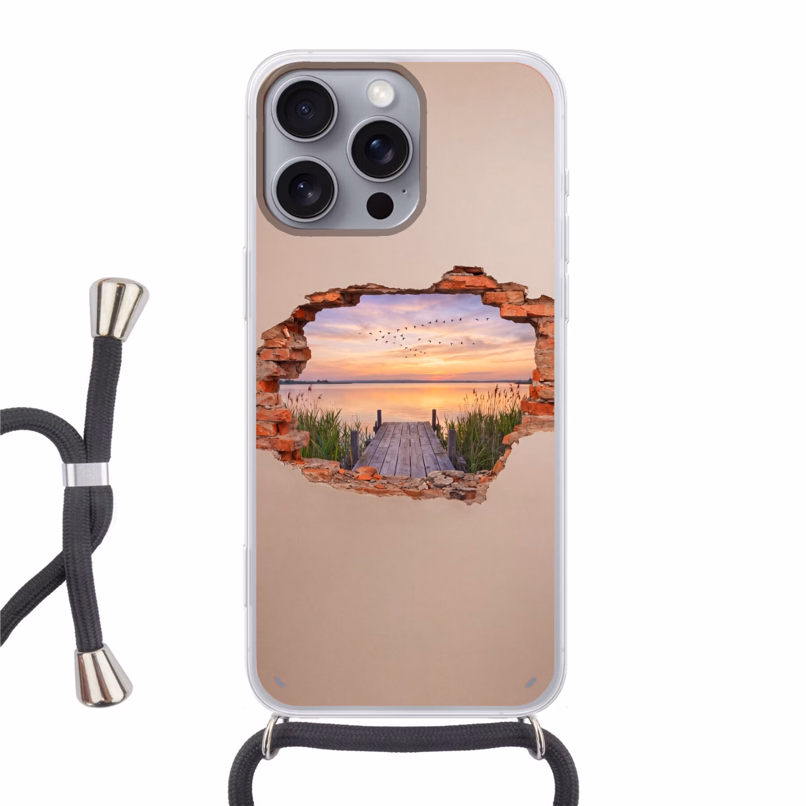 Telefoonhoesje met koord - Muur - Landschap - Illusie — 1