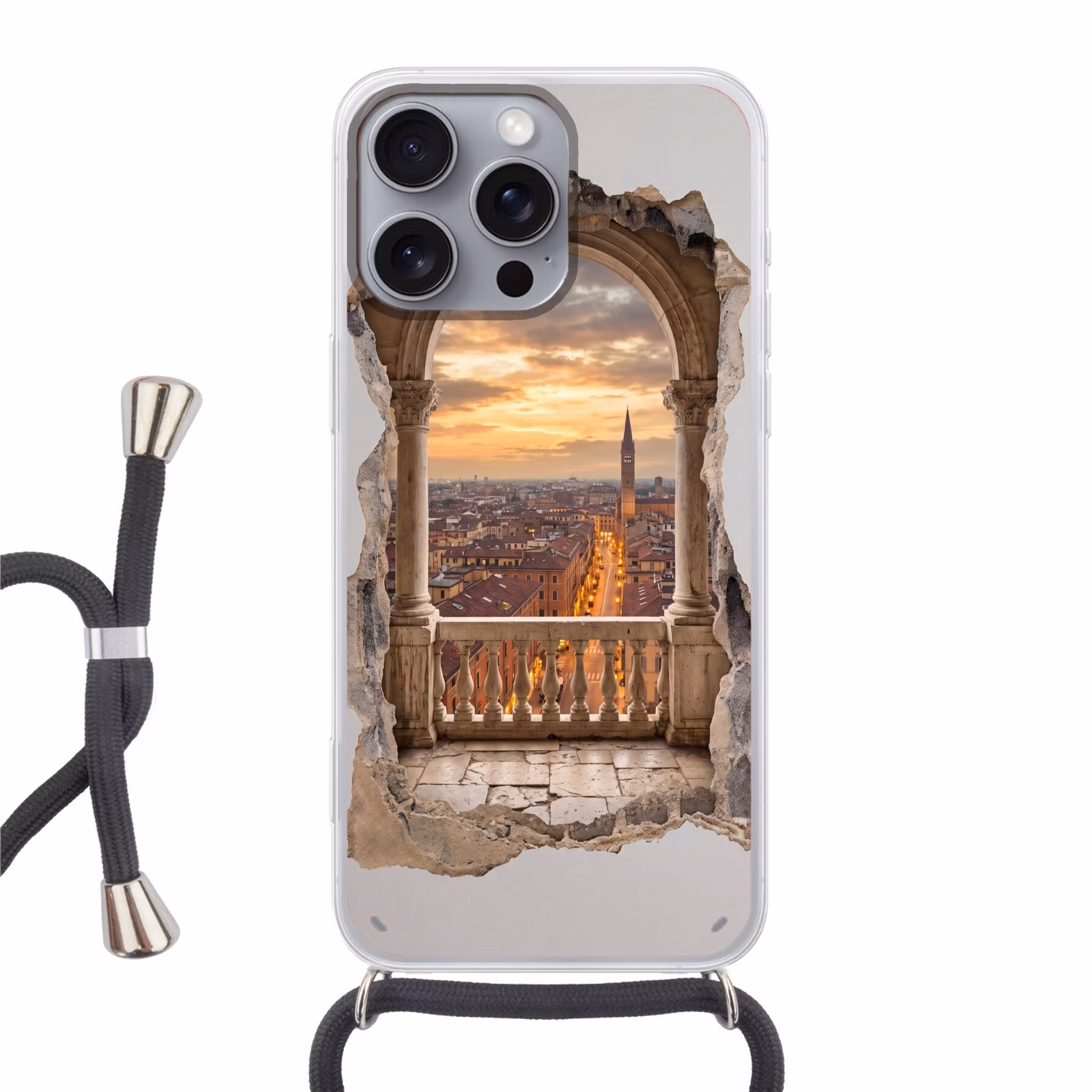 Telefoonhoesje met koord - Stad - Zonsondergang - Architectuur — 1