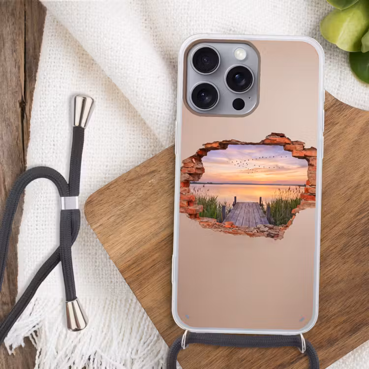 Telefoonhoesje met koord - Muur - Landschap - Illusie — 3