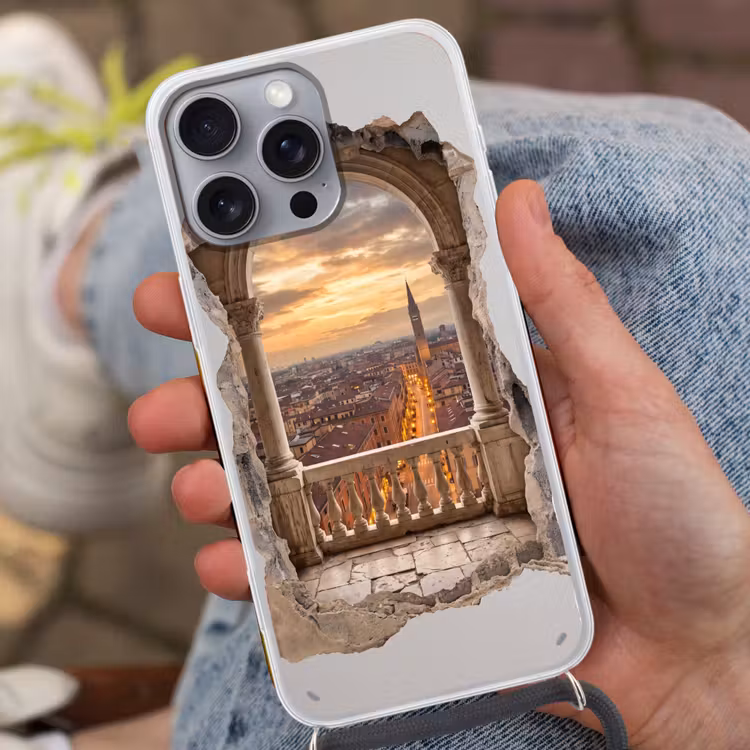 Telefoonhoesje met koord - Stad - Zonsondergang - Architectuur — 2
