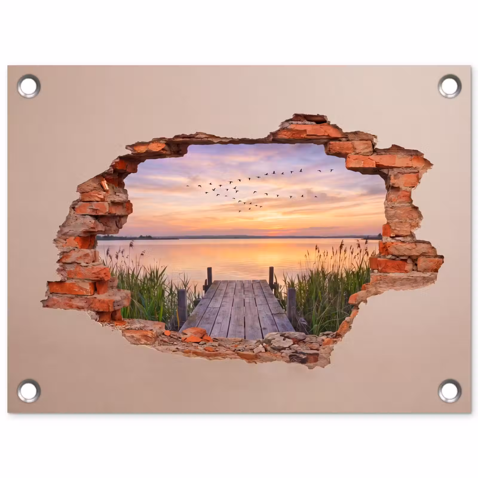 Tuinposter - Muur - Landschap - Illusie — 1