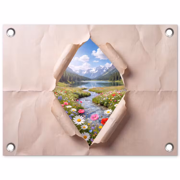 Tuinposter - Bloemen - Rivier - Landschap — 1