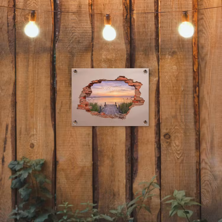 Tuinposter - Muur - Landschap - Illusie — 2