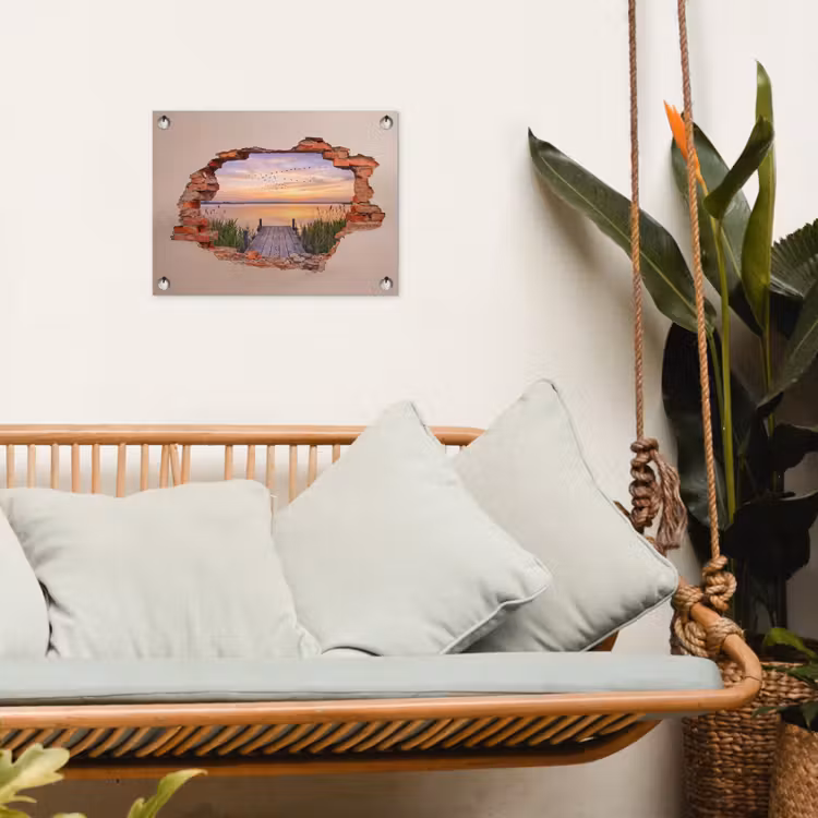 Tuinposter - Muur - Landschap - Illusie — 5