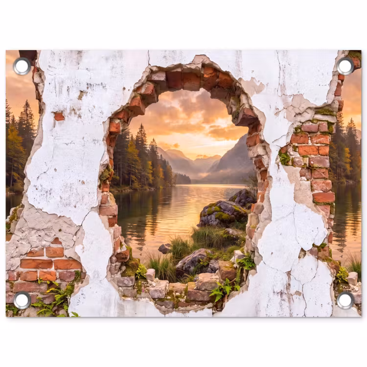 Tuinposter - Muur - Landschap - Natuur — 1