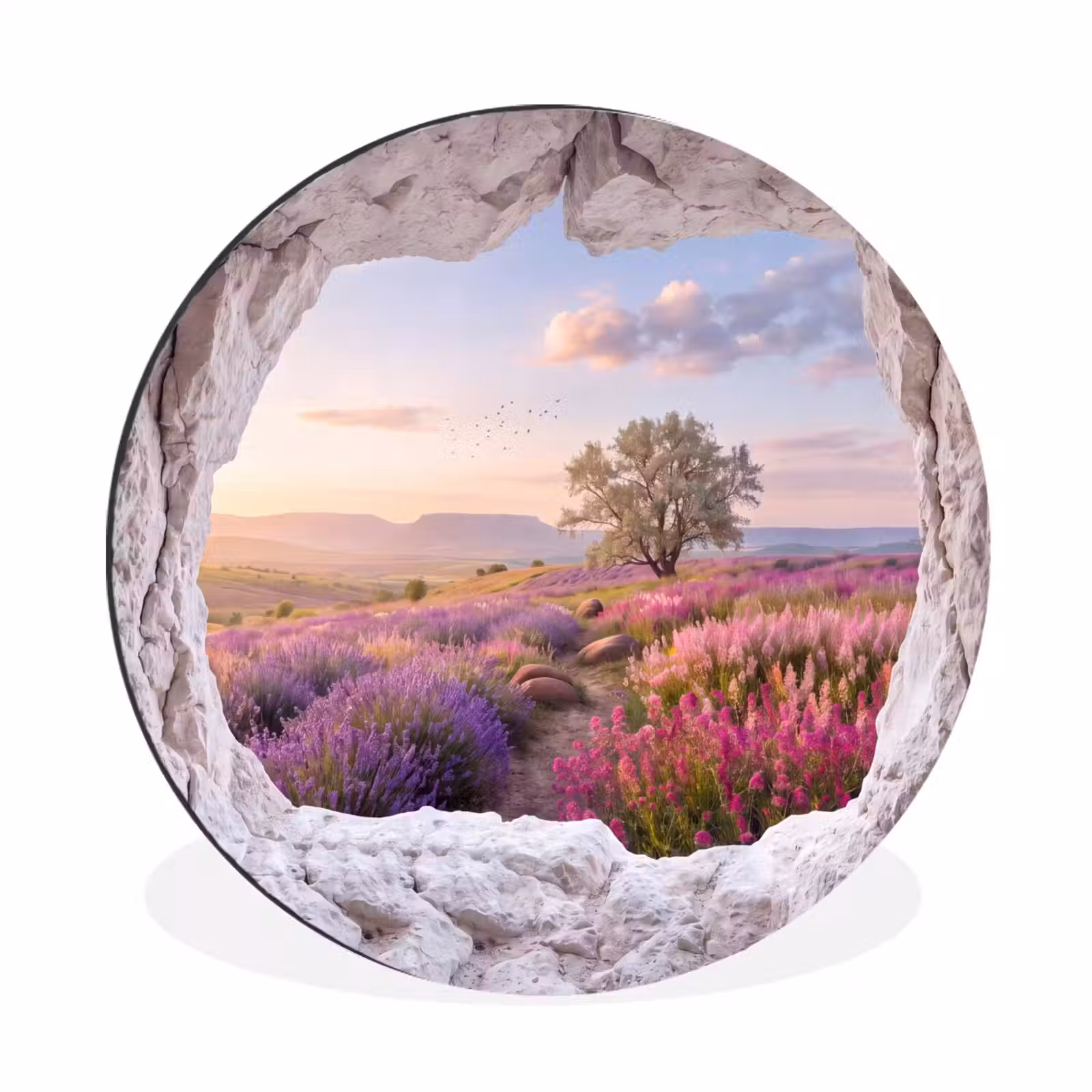 Muurcirkel aluminium - Bloemen - Pad - Natuur — 1
