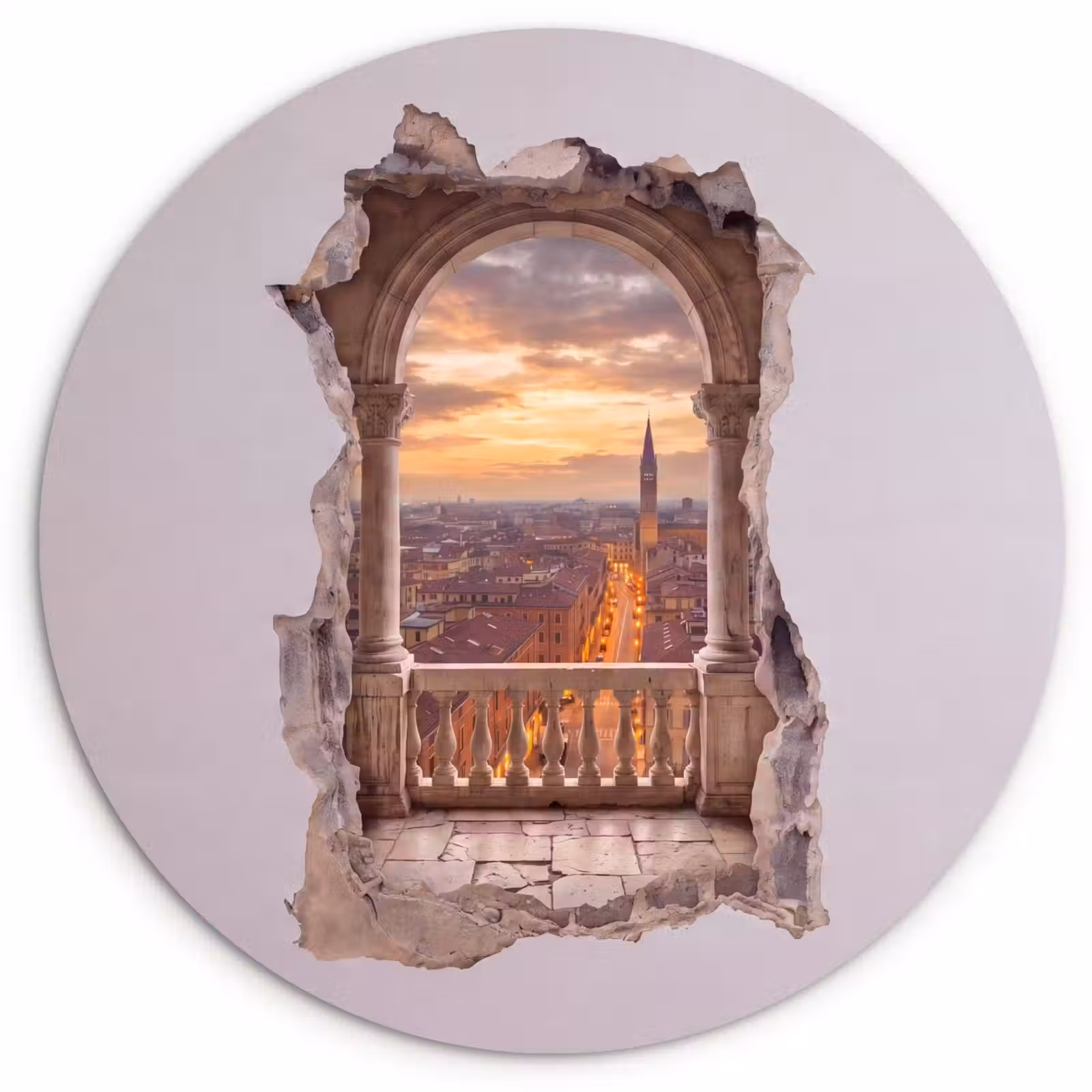 Muurcirkel glas - Stad - Zonsondergang - Architectuur — 1