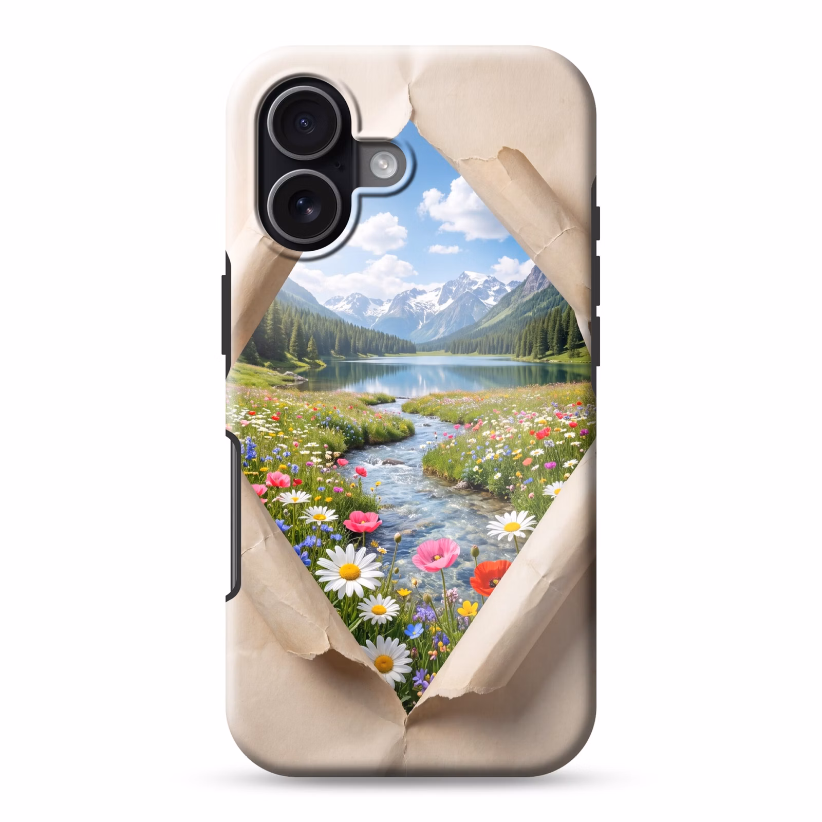 Telefoonhoesje Toughcase - Bloemen - Rivier - Landschap — 1